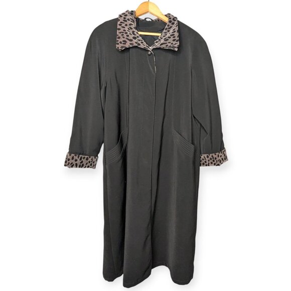 Rainshedder Jackets & Blazers - Vintage Rainshedder Elegant Black Coat with Leopard Print Accents Womens Size 14